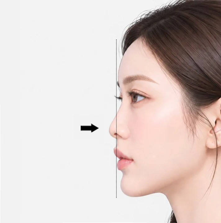 코 아래쪽과 중안면이 눌려 보여 얼굴 중심부가 평면적으로 보이는 경우